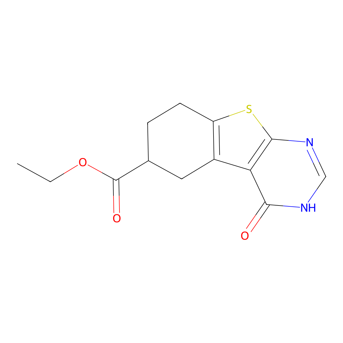 Ethyl 4-hydroxy-5,6,7,8-tetrahydrobenzo-[4,5]thieno[2,3-d]pyrimidine-6-carboxylate molecular structure, CAS 1447956-28-6
