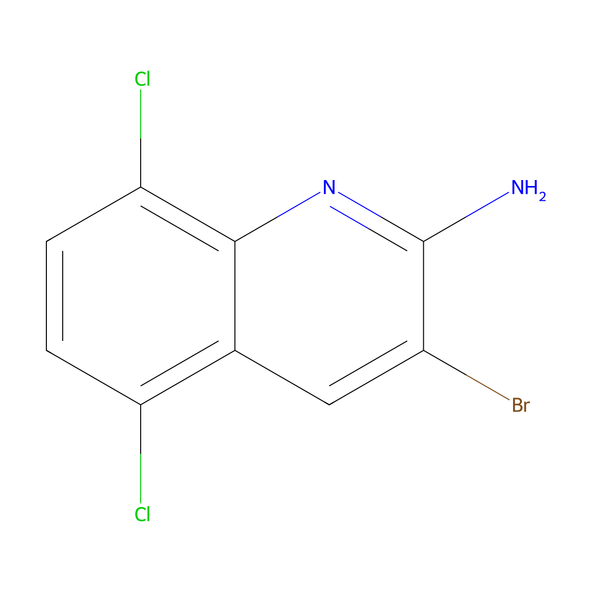 3-Bromo-5,8-dichloroquinolin-2-amine molecular structure, CAS 1447957-99-4