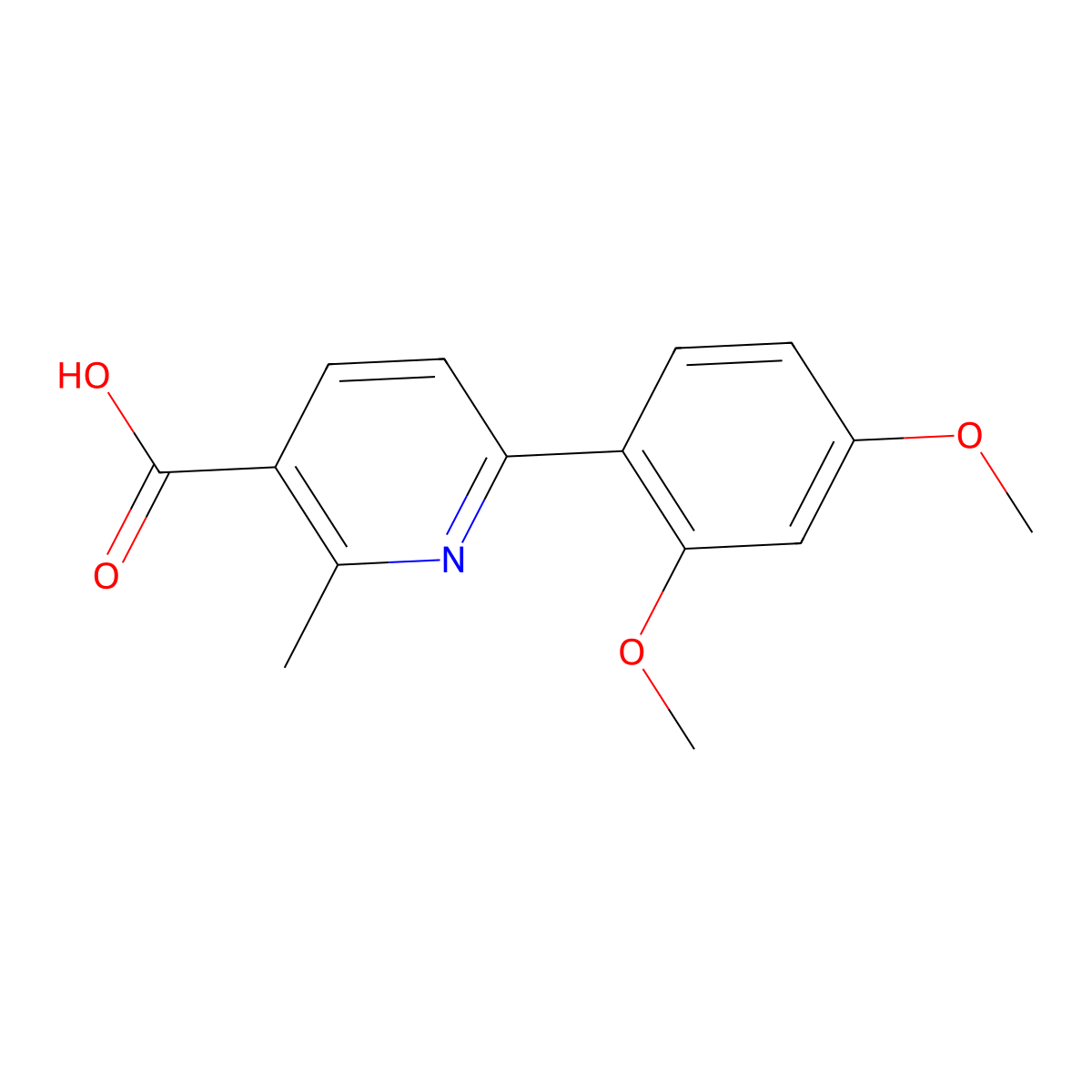 6-(2,4-Dimethoxyphenyl)-2-methylnicotinic acid molecular structure, CAS 1447960-41-9