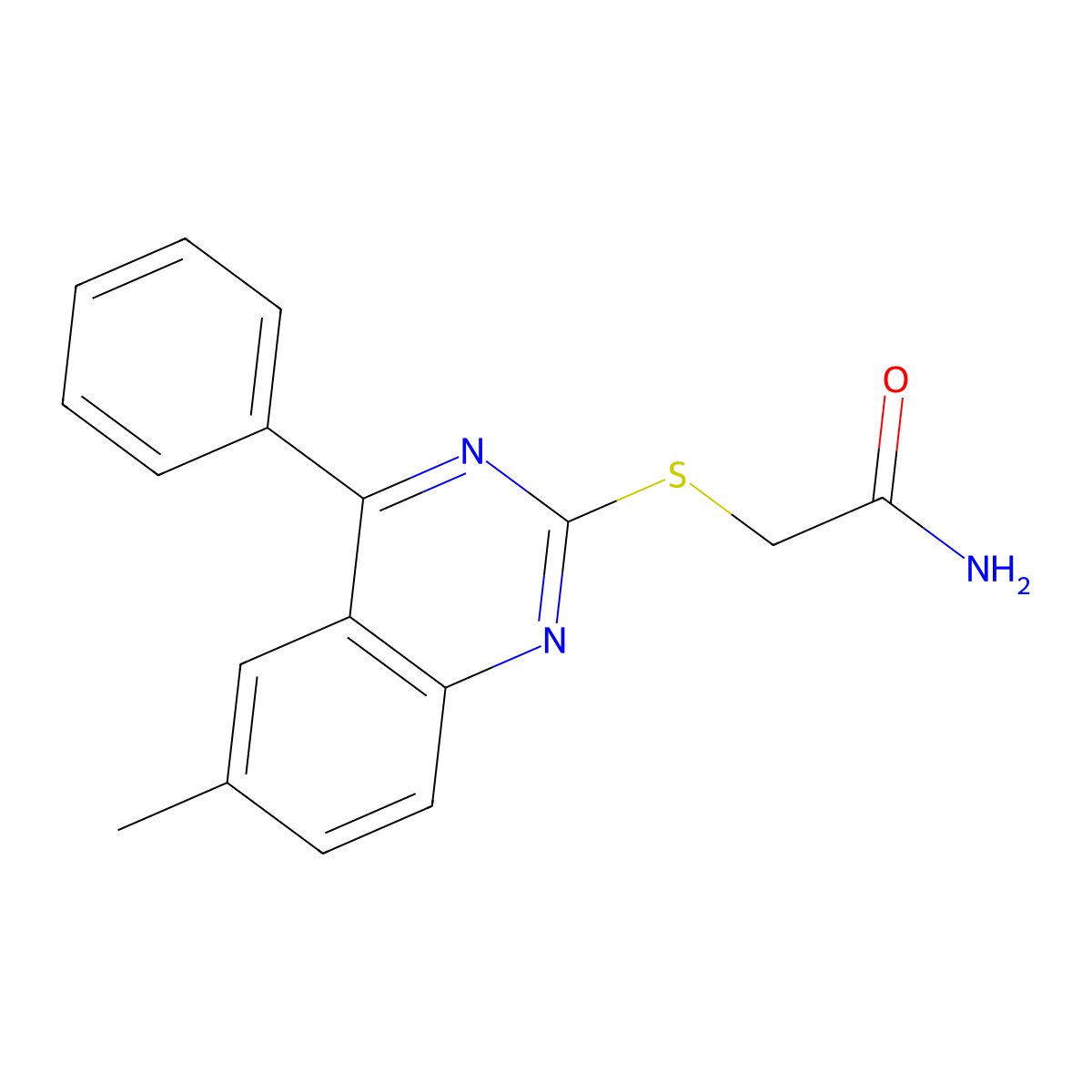 2-((6-Methyl-4-phenylquinazolin-2-yl)thio)acetamide molecular structure, CAS 1447960-59-9