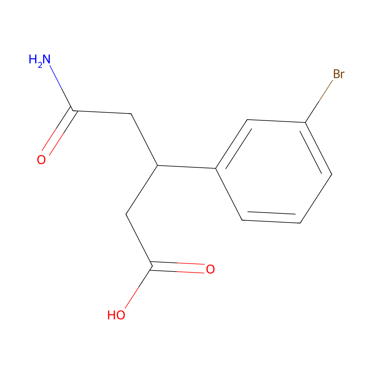 5-Amino-3-(3-bromophenyl)-5-oxopentanoic acid molecular structure, CAS 1447963-64-5