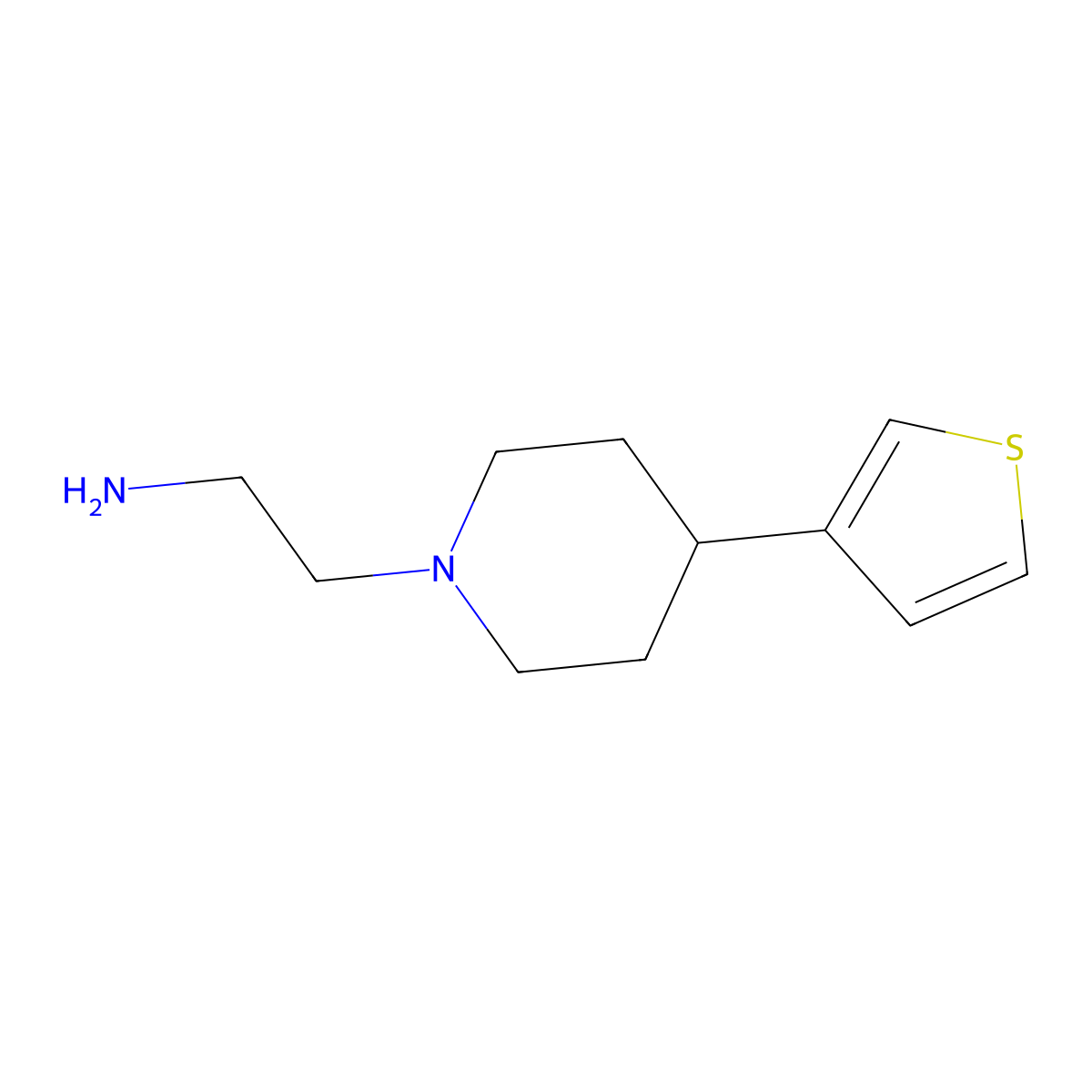 2-[4-(Thiophen-3-yl)piperidin-1-yl]ethan-1-amine molecular structure, CAS 1447964-52-4