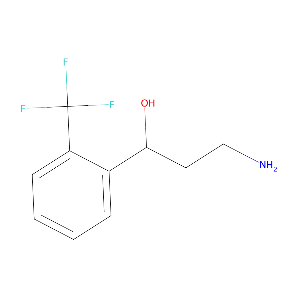 3-Amino-1-[2-(trifluoromethyl)phenyl]propan-1-ol molecular structure, CAS 1447964-63-7