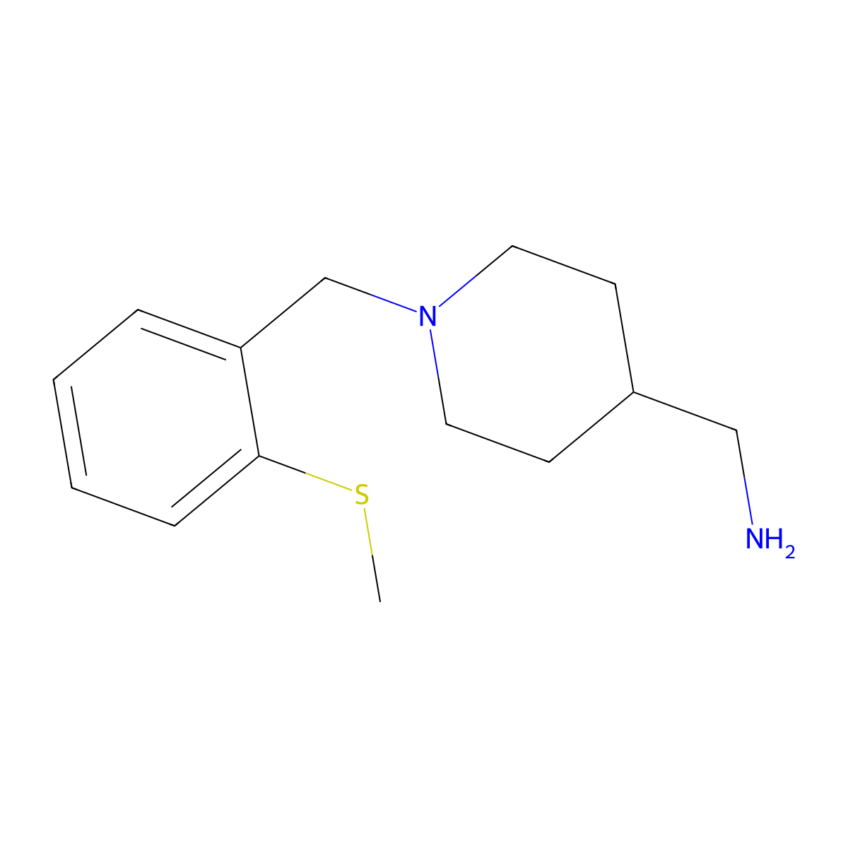 ({1-[2-(Methylthio)benzyl]piperidin-4-yl}methyl)amine molecular structure, CAS 1447965-80-1
