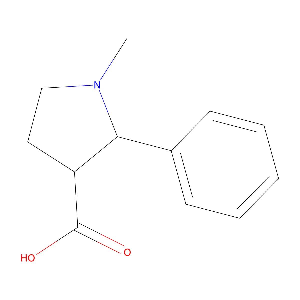 1-Methyl-2-phenylpyrrolidine-3-carboxylic acid molecular structure, CAS 1447965-88-9