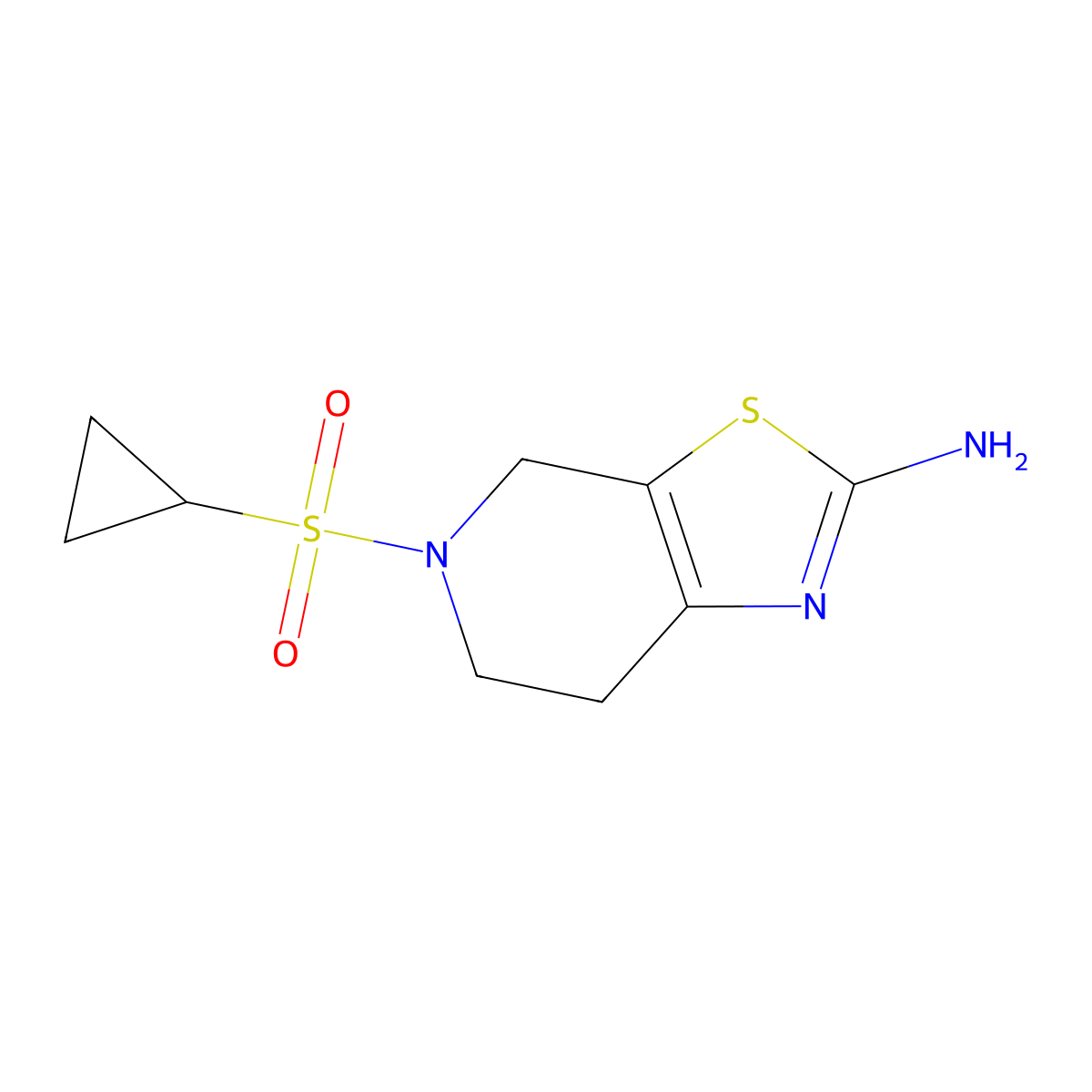5-(Cyclopropylsulfonyl)-4,5,6,7-tetrahydro[1,3]thiazolo[5,4-c]pyridin-2-amine molecular structure, CAS 1447965-93-6