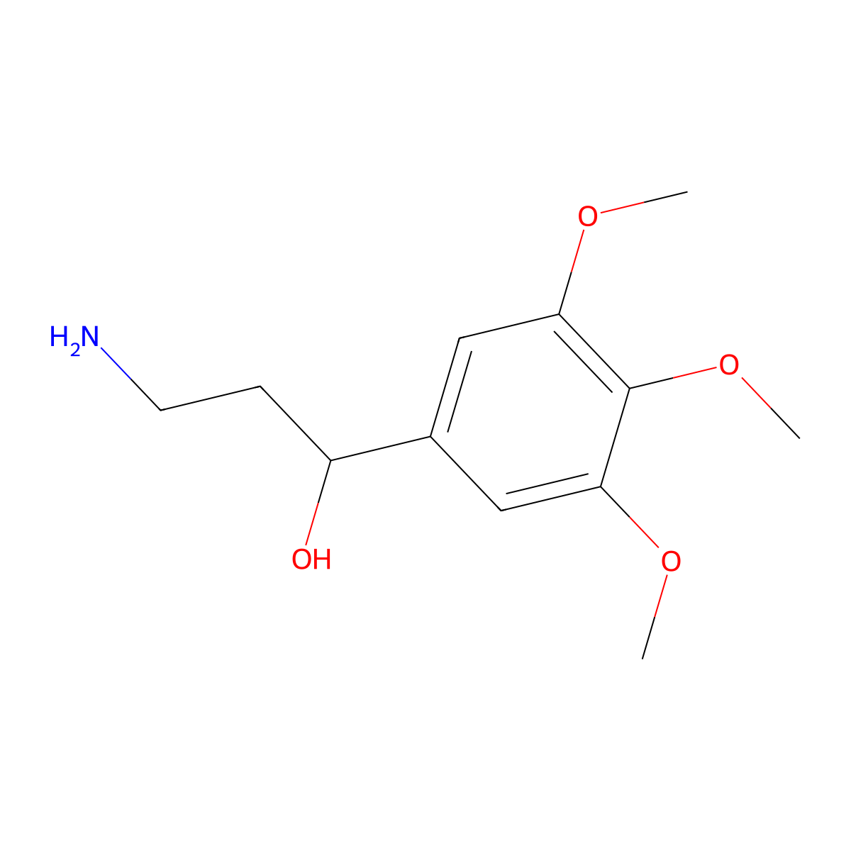 3-Amino-1-(3,4,5-trimethoxyphenyl)propan-1-ol molecular structure, CAS 1447965-94-7