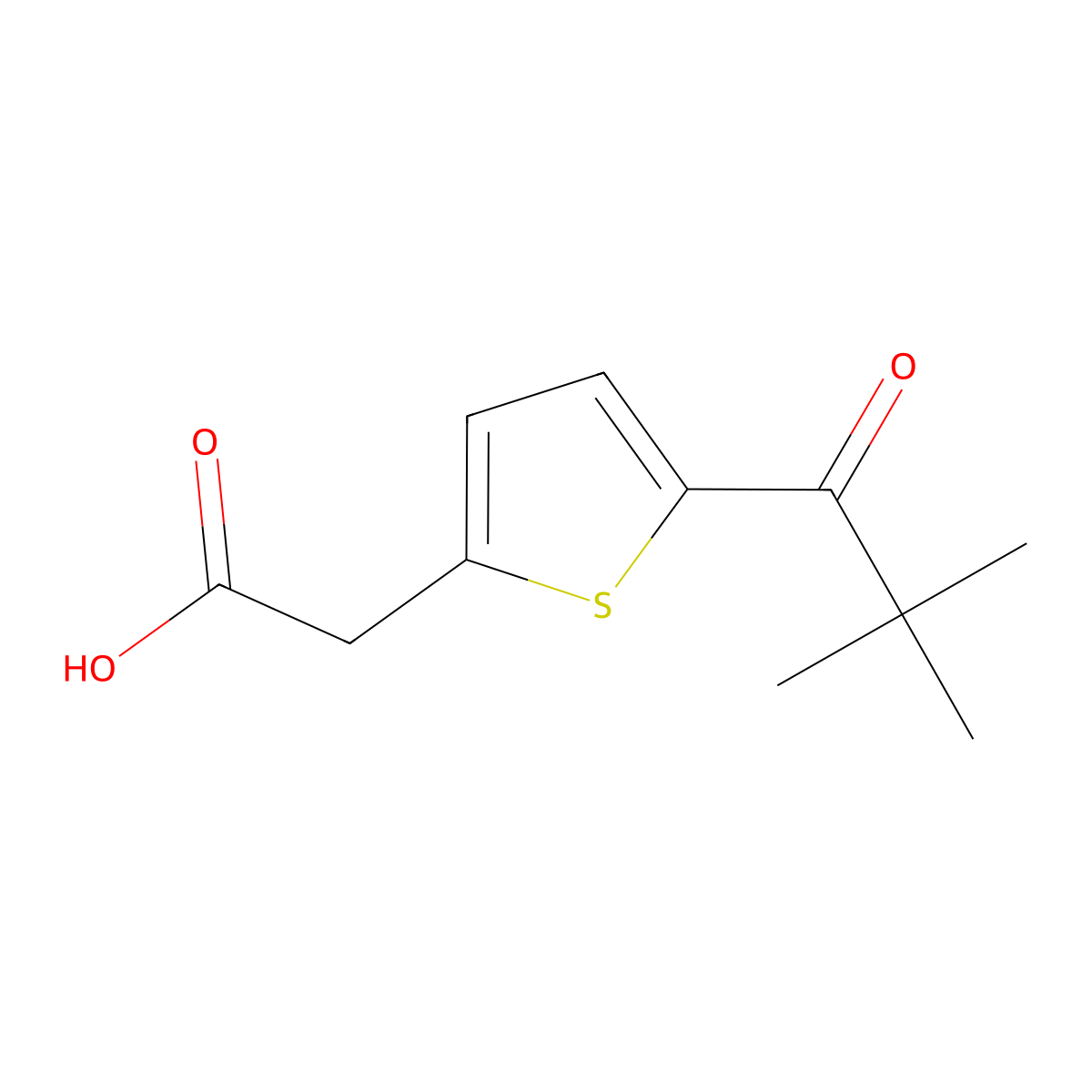 2-[5-(2,2-Dimethylpropanoyl)thiophen-2-YL]acetic acid molecular structure, CAS 1447966-08-6