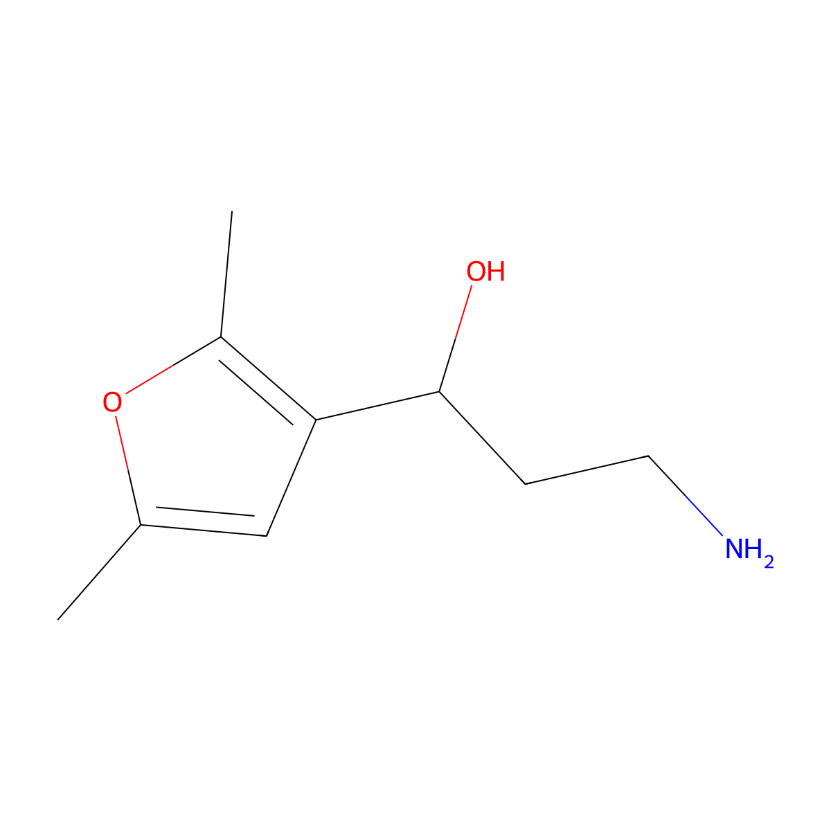 3-Amino-1-(2,5-dimethylfuran-3-yl)propan-1-ol molecular structure, CAS 1447966-95-1