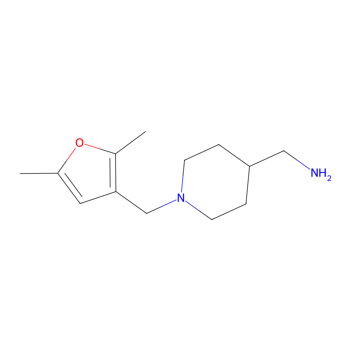 ({1-[(2,5-Dimethyl-3-furyl)methyl]piperidin-4-yl}methyl)amine molecular structure, CAS 1447967-15-8