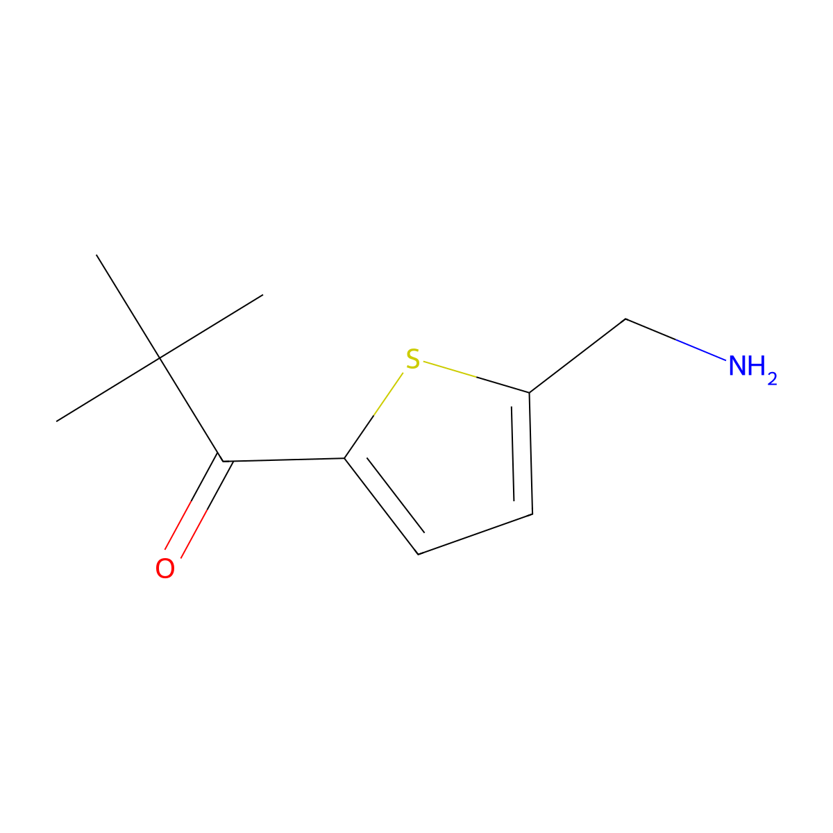 1-[5-(Aminomethyl)thiophen-2-yl]-2,2-dimethylpropan-1-one molecular structure, CAS 1447967-17-0