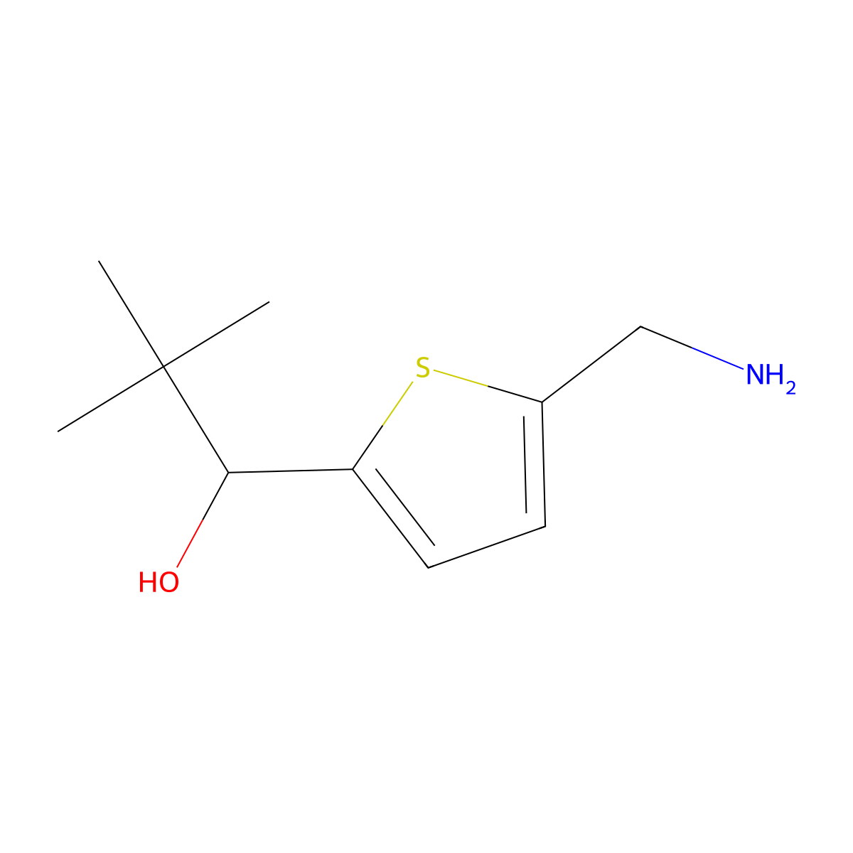 1-[5-(Aminomethyl)-2-thienyl]-2,2-dimethylpropan-1-ol molecular structure, CAS 1447967-19-2