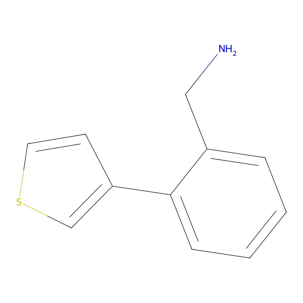 (2-(Thiophen-3-yl)phenyl)methanamine molecular structure, CAS 1447967-23-8