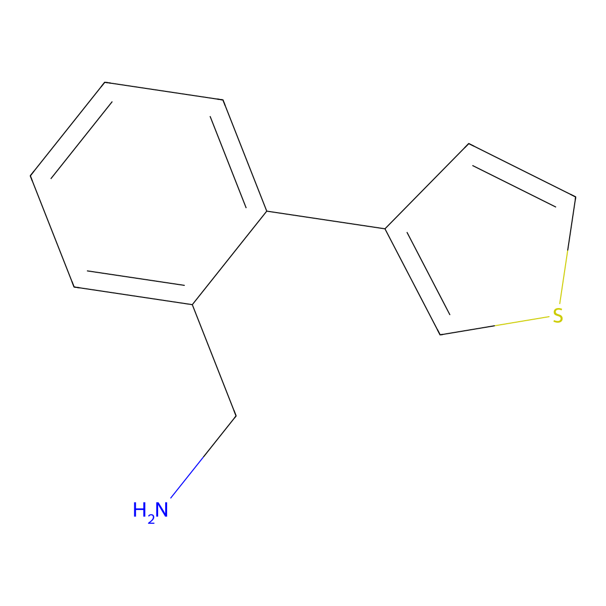 (2-(Thiophen-3-yl)phenyl)methanamine molecular structure, CAS 1447967-23-8
