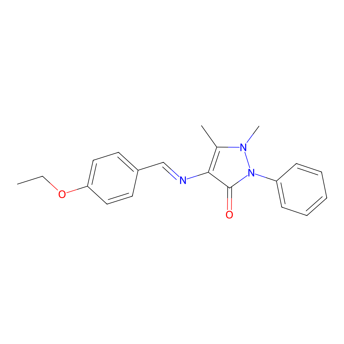 4-[(4-ethoxybenzylidene)amino]-1,5-dimethyl-2-phenyl-1,2-dihydro-3H-pyrazol-3-one molecular structure, CAS 1447968-74-2