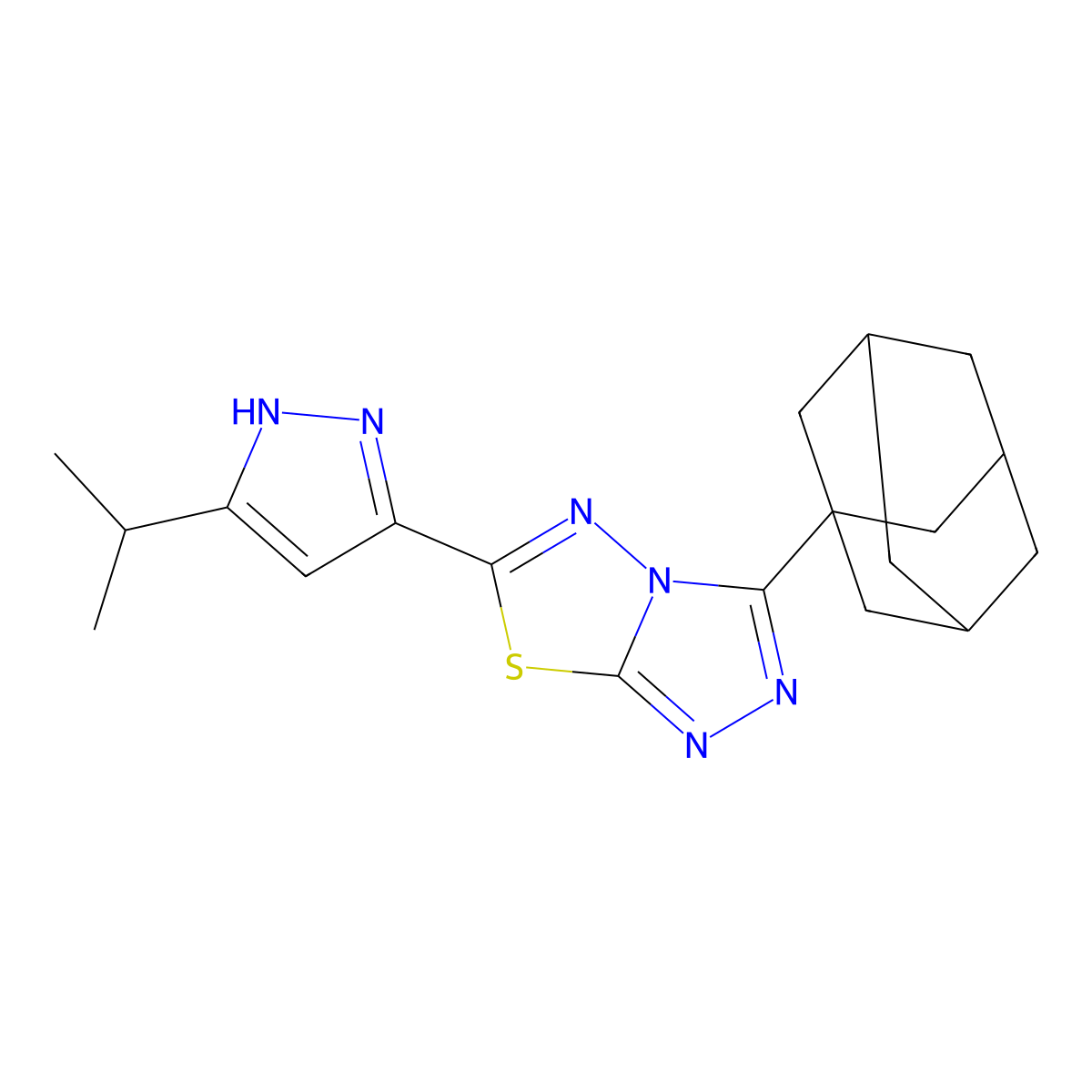3-(1-adamantyl)-6-(5-isopropyl-1H-pyrazol-3-yl)[1,2,4]triazolo[3,4-b][1,3,4]thiadiazole molecular structure, CAS 1447972-38-4