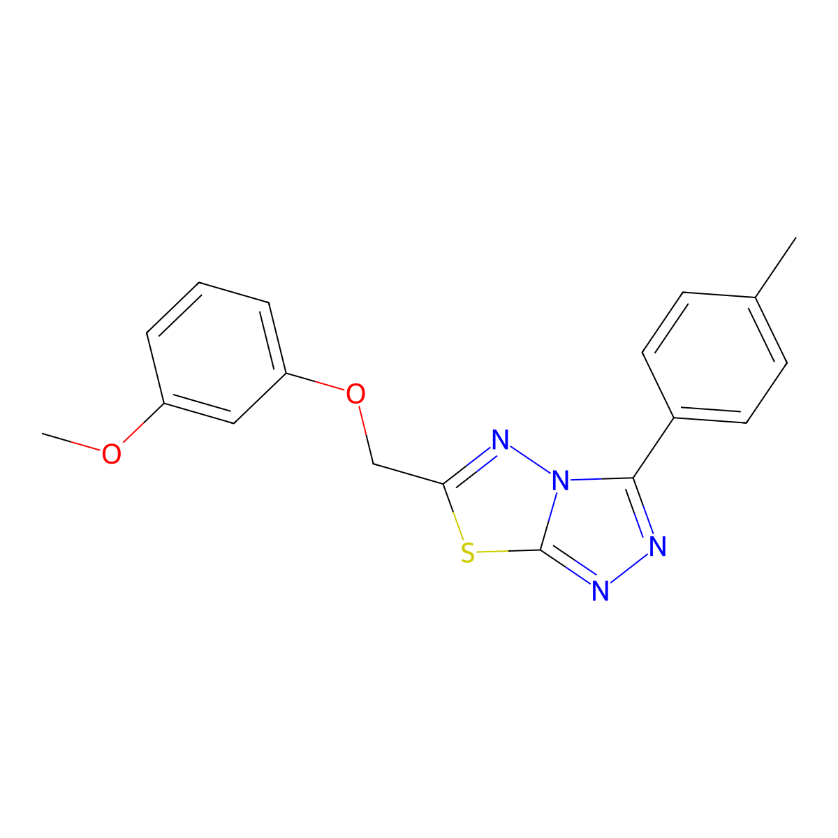 6-[(3-Methoxyphenoxy)methyl]-3-(4-methylphenyl)[1,2,4]triazolo[3,4-b][1,3,4]thiadiazole molecular structure, CAS 1447972-66-8