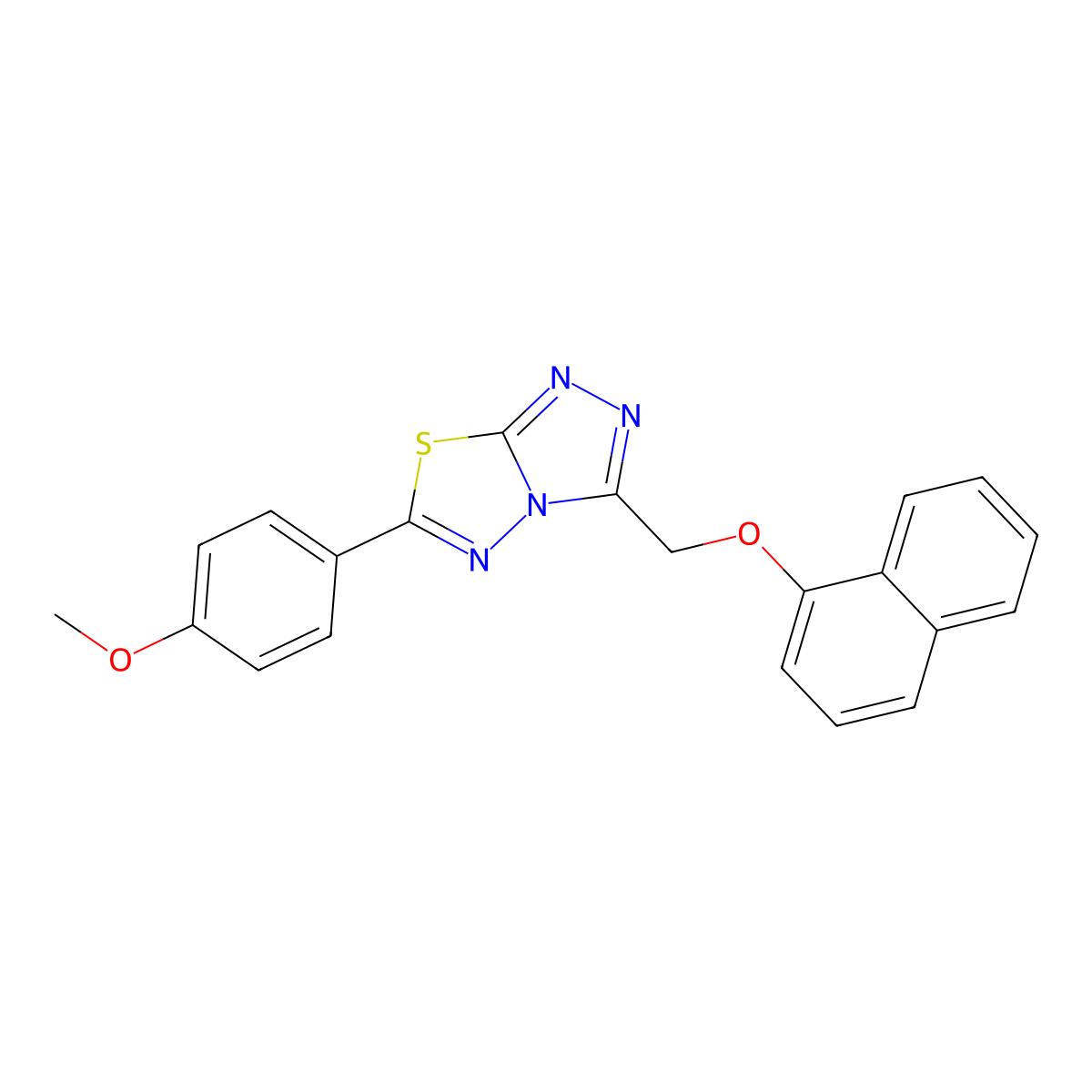 6-(4-Methoxyphenyl)-3-[(1-naphthyloxy)methyl][1,2,4]triazolo[3,4-b][1,3,4]thiadiazole molecular structure, CAS 1447973-21-8