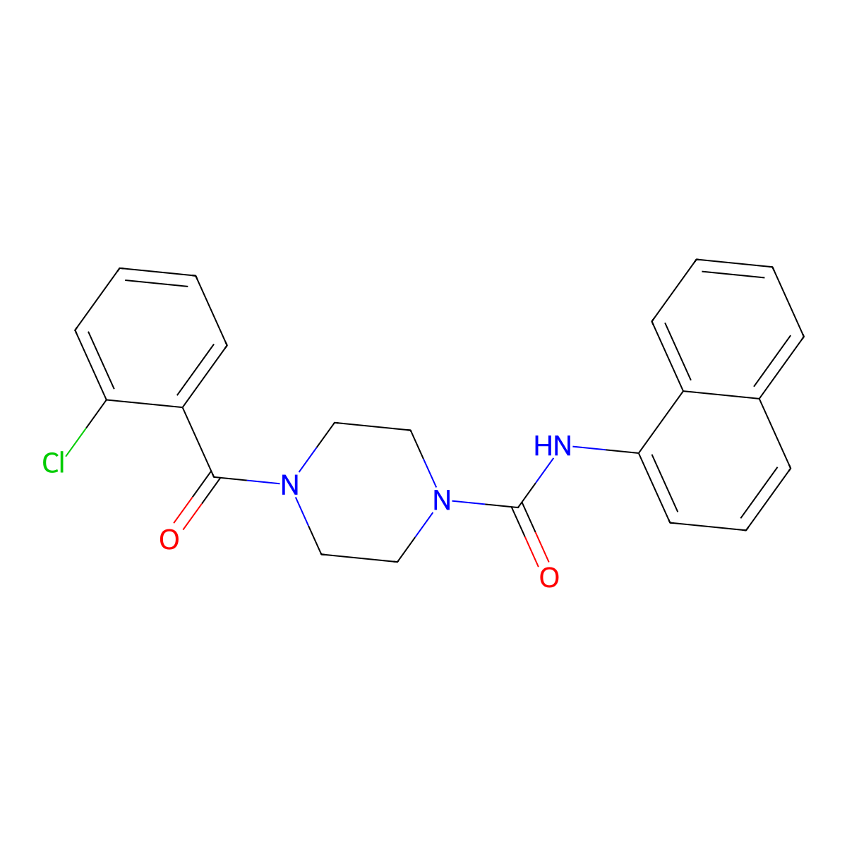 4-(2-chlorobenzoyl)-N-(1-naphthyl)-1-piperazinecarboxamide molecular structure, CAS 1447973-34-3