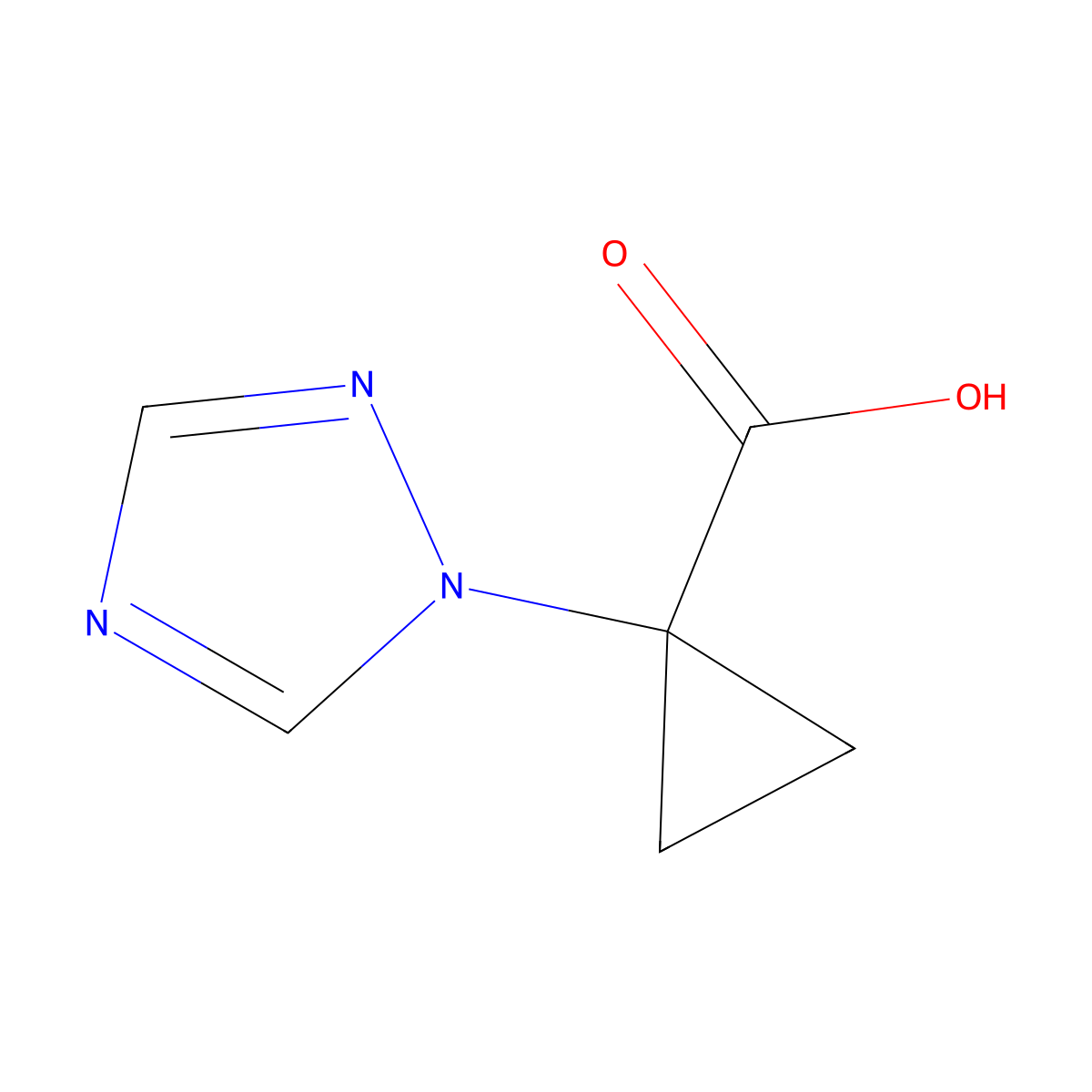 1-(1H-1,2,4-triazol-1-yl)cyclopropane-1-carboxylic acid molecular structure, CAS 1447992-40-6