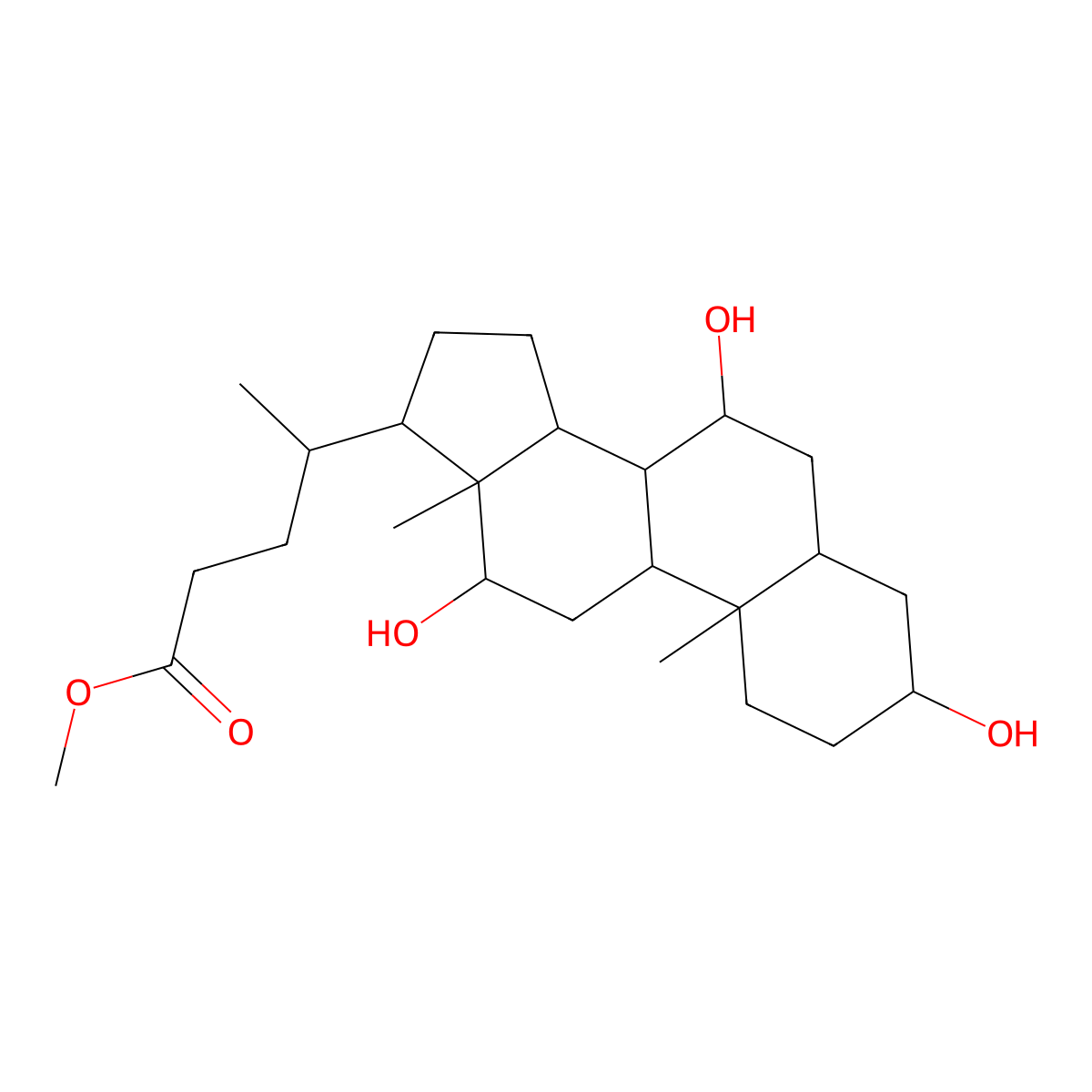 Methyl cholate molecular structure, CAS 1448-36-8