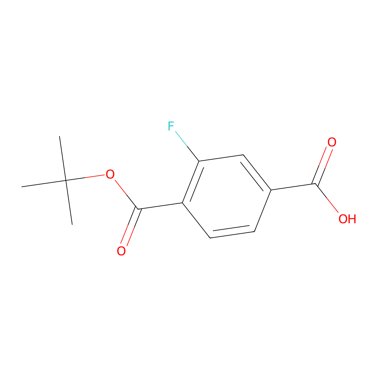 4-(tert-Butoxycarbonyl)-3-fluorobenzoic acid molecular structure, CAS 1448004-22-5
