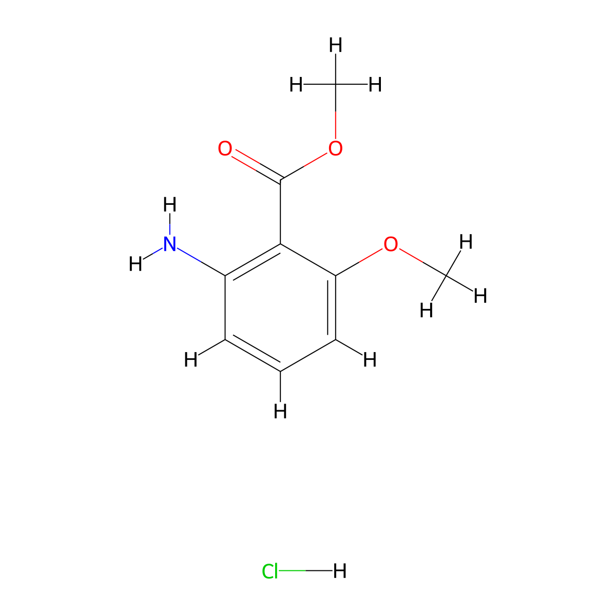 Methyl 2-amino-6-methoxybenzoate hydrochloride molecular structure, CAS 1448009-40-2