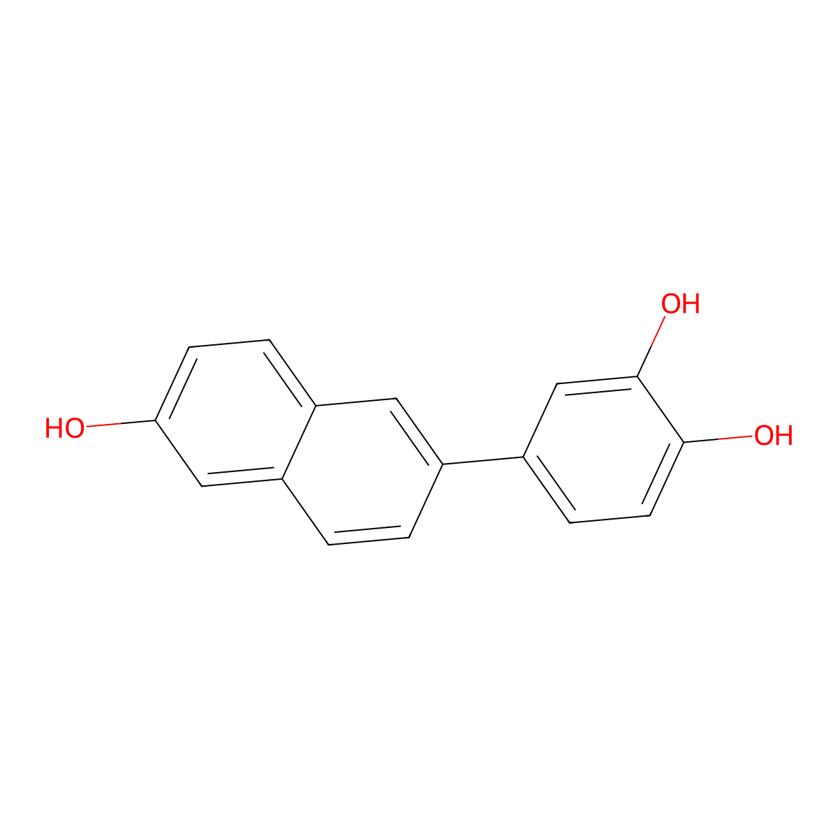 4-(6-Hydroxynaphthalen-2-yl)benzene-1,2-diol molecular structure, CAS 1448009-94-6