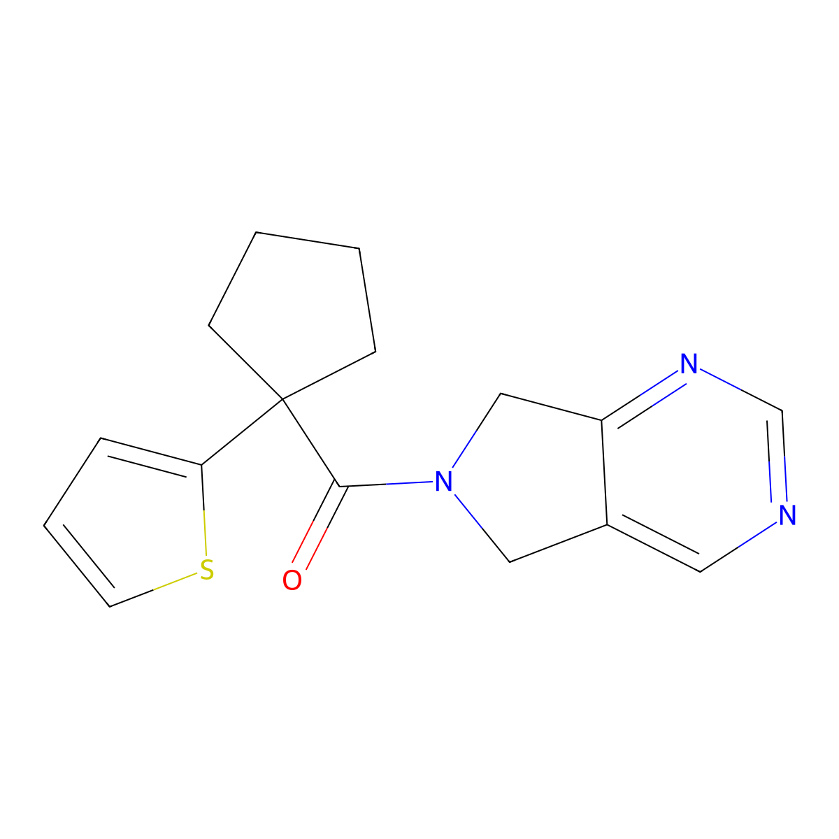 (5H-pyrrolo[3,4-d]pyrimidin-6(7H)-yl)(1-(thiophen-2-yl)cyclopentyl)methanone molecular structure, CAS 1448026-60-5