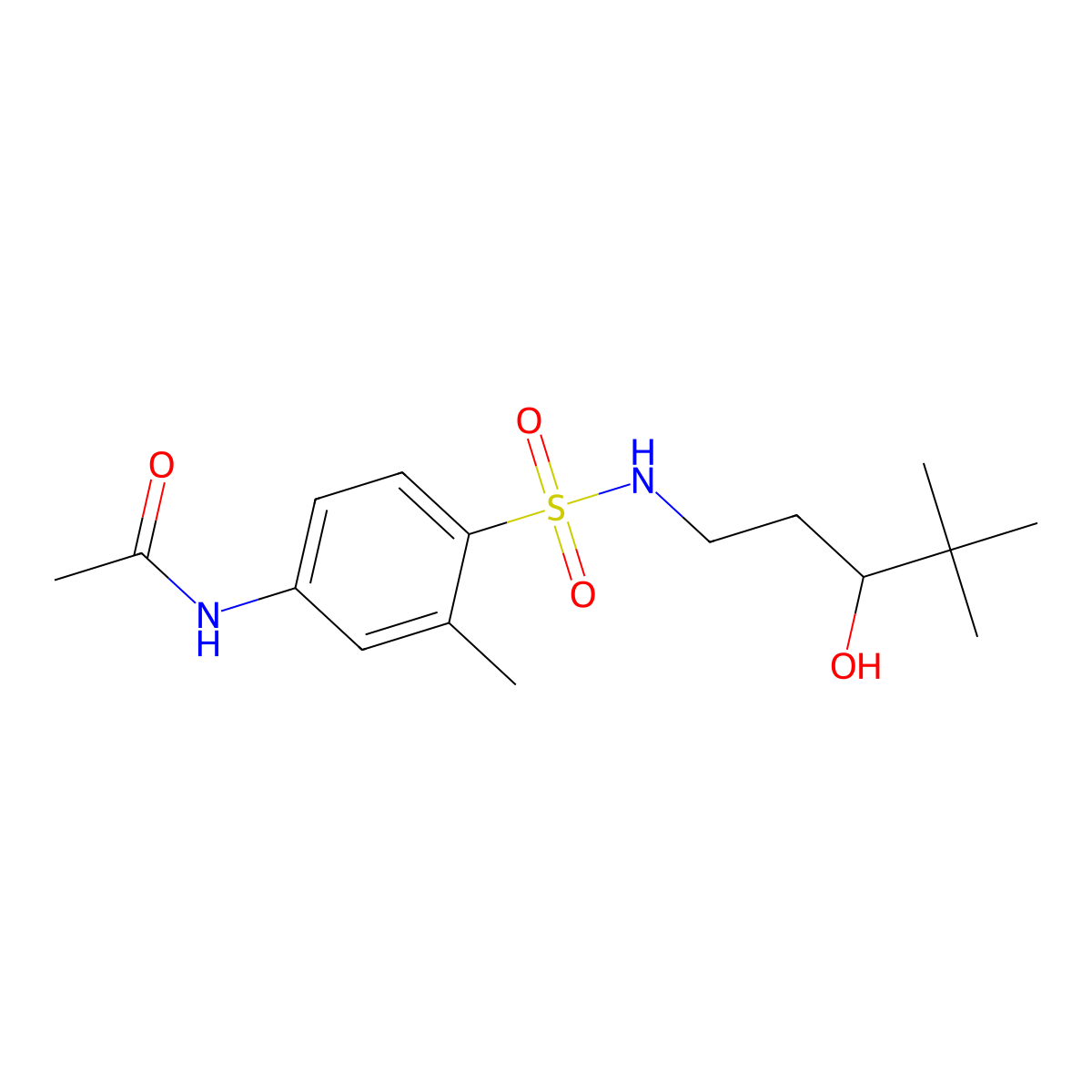 N-(4-(N-(3-hydroxy-4,4-dimethylpentyl)sulfamoyl)-3-methylphenyl)acetamide molecular structure, CAS 1448026-63-8