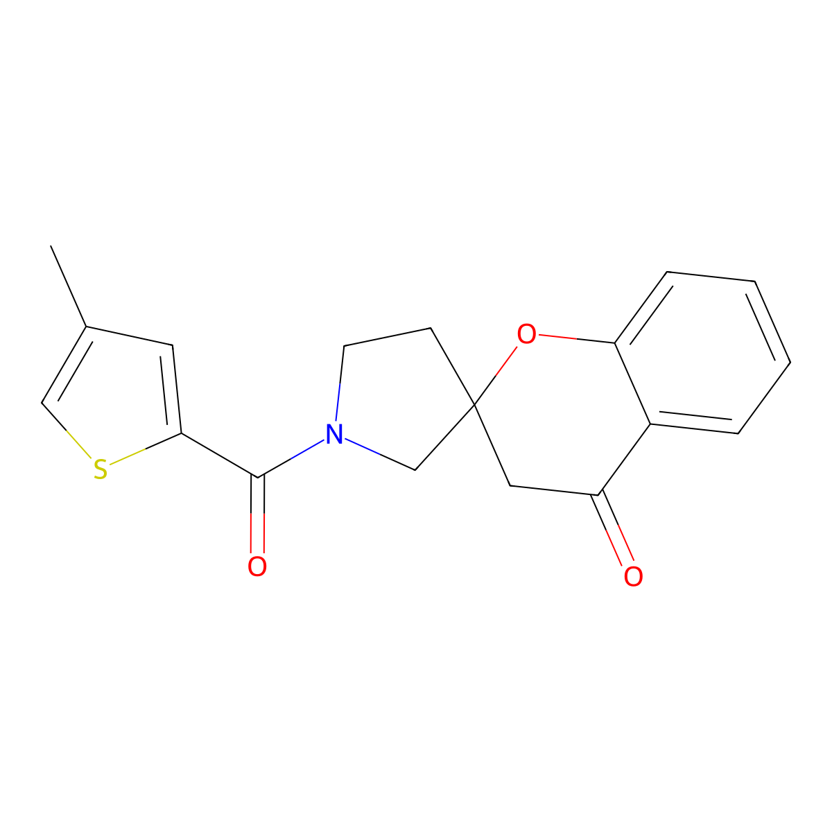 1'-(4-Methylthiophene-2-carbonyl)-3,4-dihydrospiro[1-benzopyran-2,3'-pyrrolidine]-4-one molecular structure, CAS 1448026-76-3