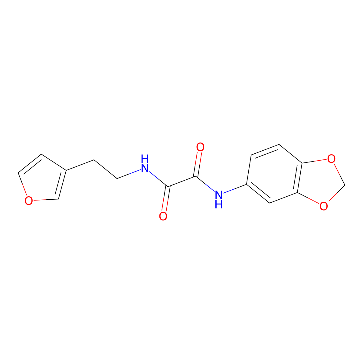 N1-(benzo[d][1,3]dioxol-5-yl)-N2-(2-(furan-3-yl)ethyl)oxalamide molecular structure, CAS 1448026-78-5
