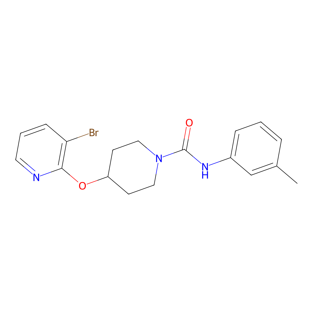 4-((3-bromopyridin-2-yl)oxy)-N-(m-tolyl)piperidine-1-carboxamide molecular structure, CAS 1448026-86-5