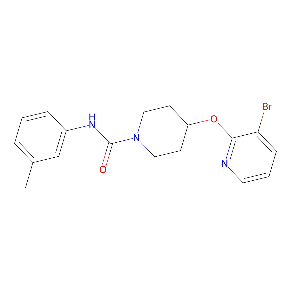 4-((3-bromopyridin-2-yl)oxy)-N-(m-tolyl)piperidine-1-carboxamide molecular structure, CAS 1448026-86-5