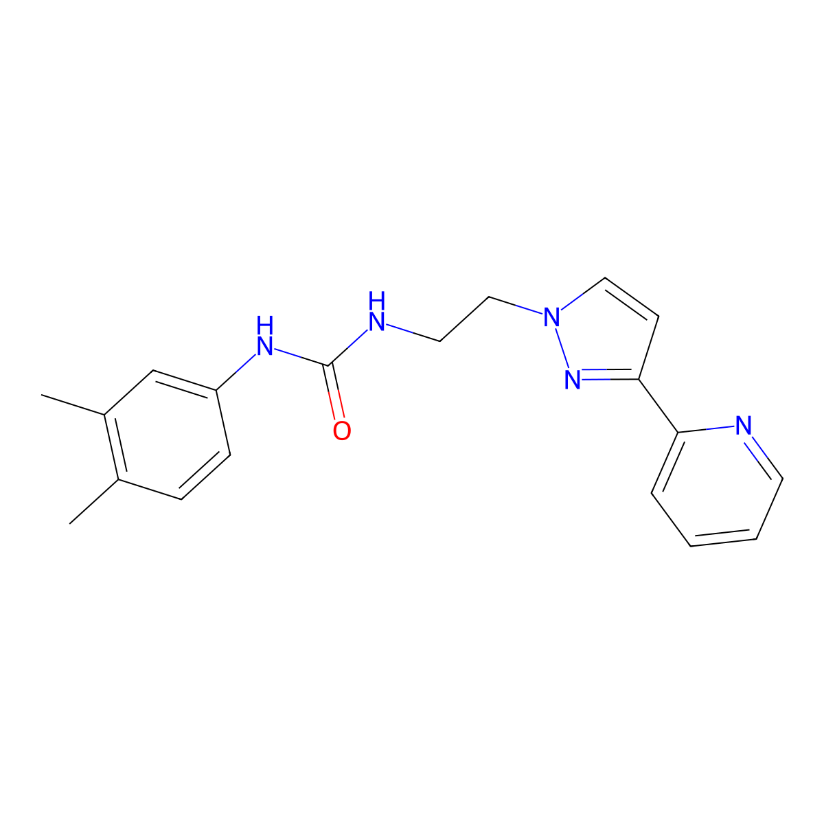 1-(3,4-dimethylphenyl)-3-{2-[3-(pyridin-2-yl)-1H-pyrazol-1-yl]ethyl}urea molecular structure, CAS 1448026-88-7
