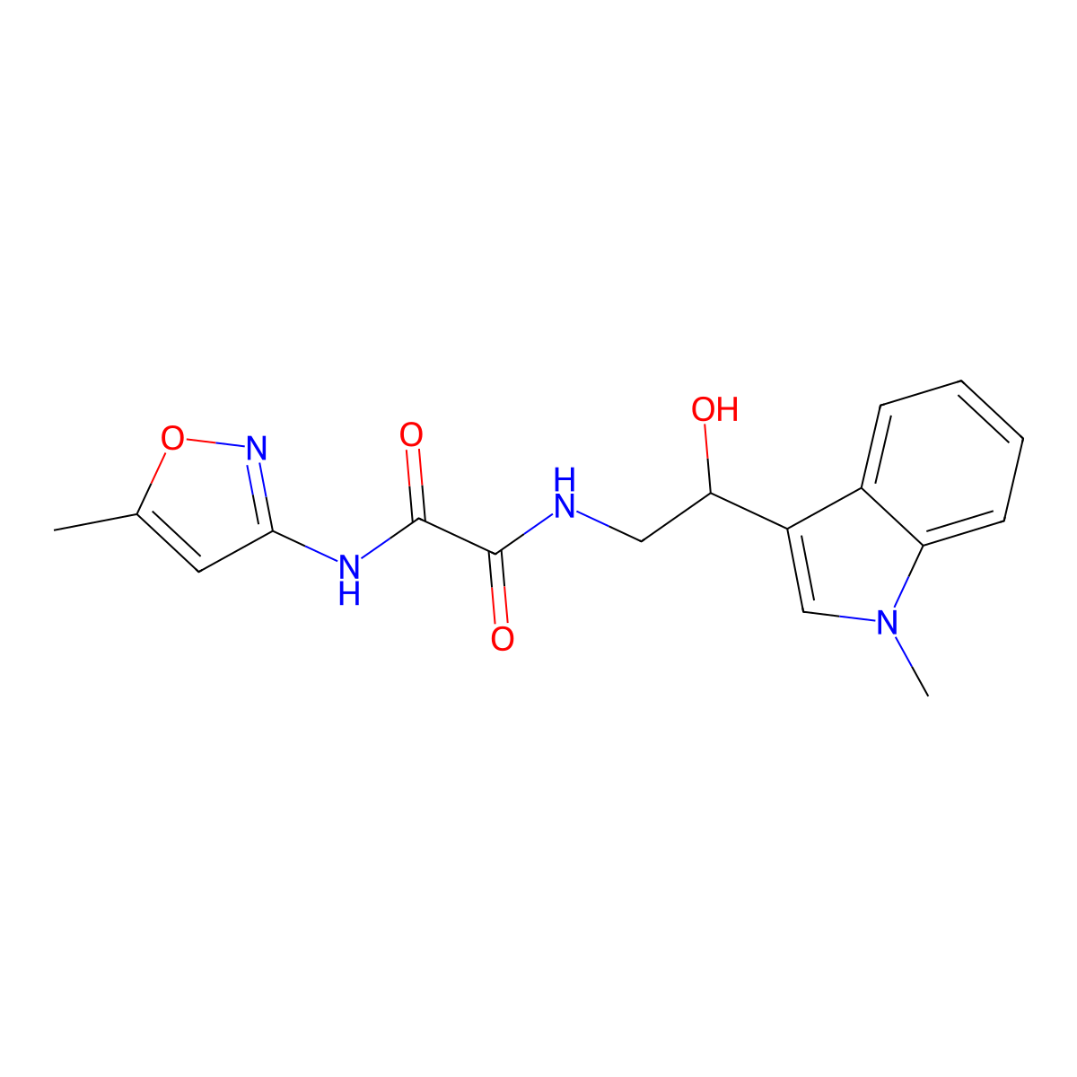 N1-(2-hydroxy-2-(1-methyl-1H-indol-3-yl)ethyl)-N2-(5-methylisoxazol-3-yl)oxalamide molecular structure, CAS 1448026-97-8