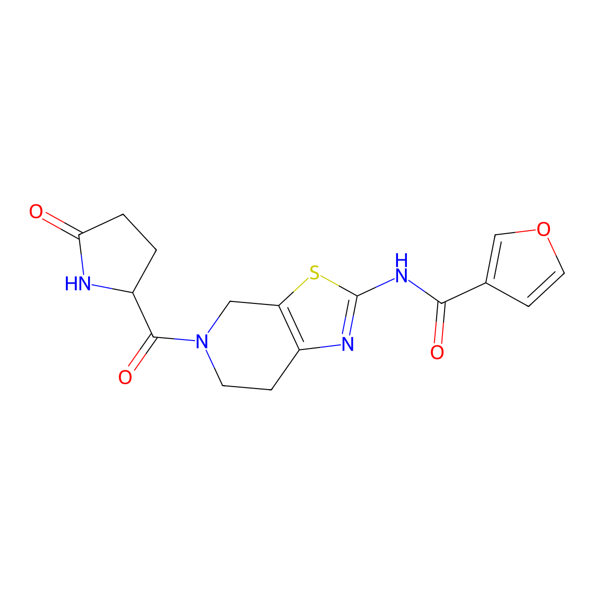 N-(5-(5-oxopyrrolidine-2-carbonyl)-4,5,6,7-tetrahydrothiazolo[5,4-c]pyridin-2-yl)furan-3-carboxamide molecular structure, CAS 1448026-98-9