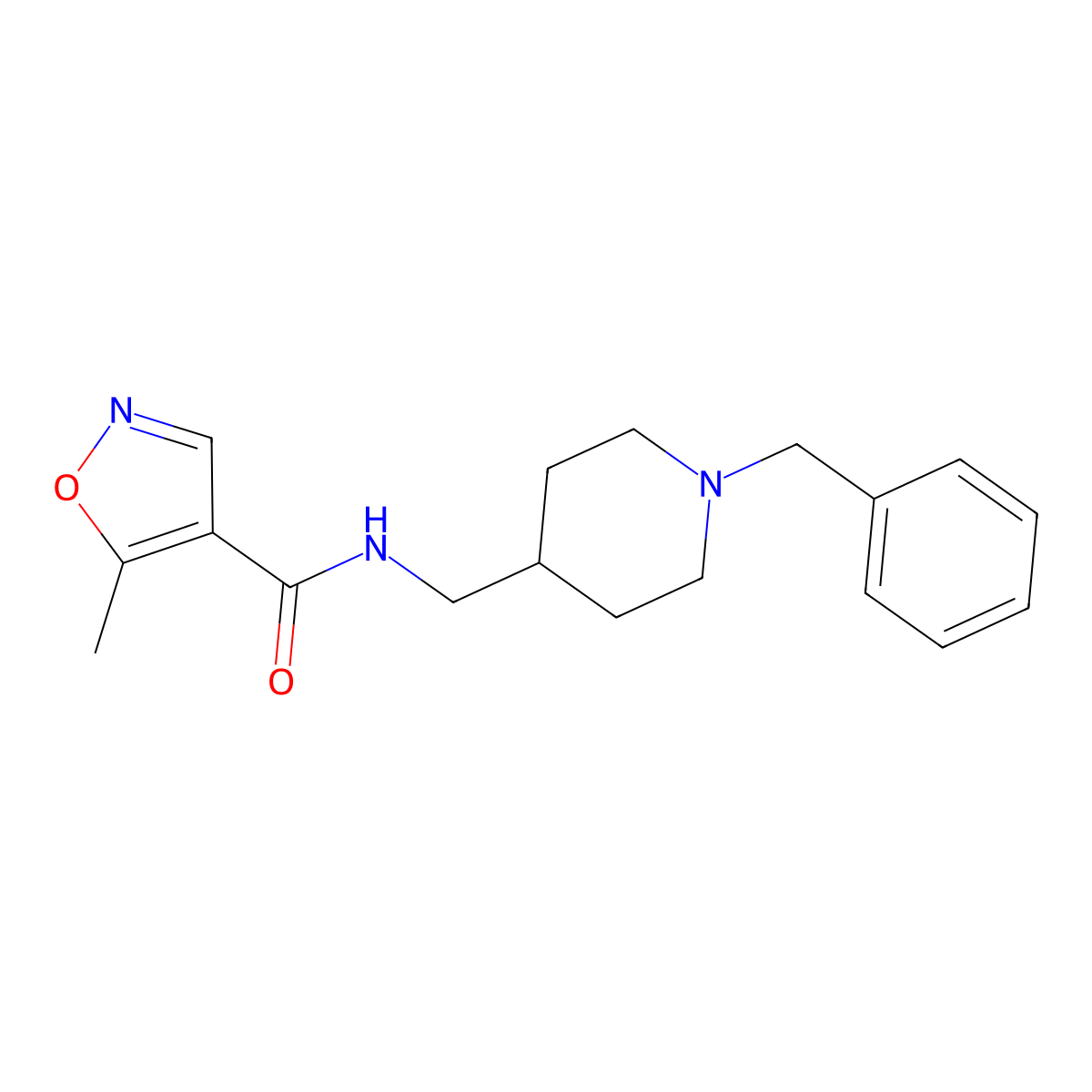 N-((1-benzylpiperidin-4-yl)methyl)-5-methylisoxazole-4-carboxamide molecular structure, CAS 1448027-00-6