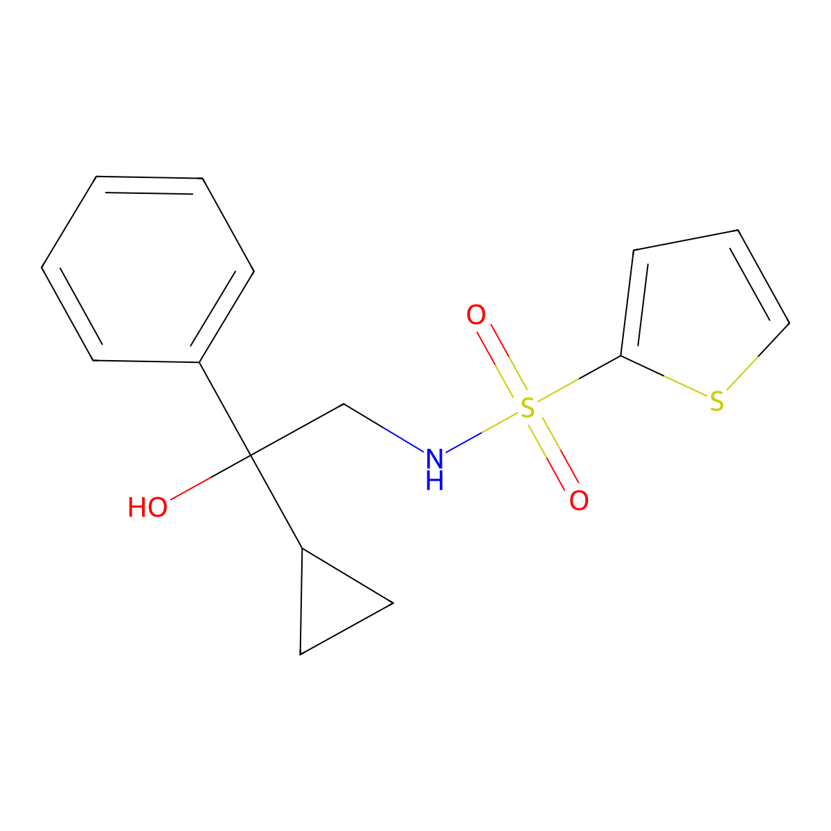 N-(2-cyclopropyl-2-hydroxy-2-phenylethyl)thiophene-2-sulfonamide molecular structure, CAS 1448027-06-2