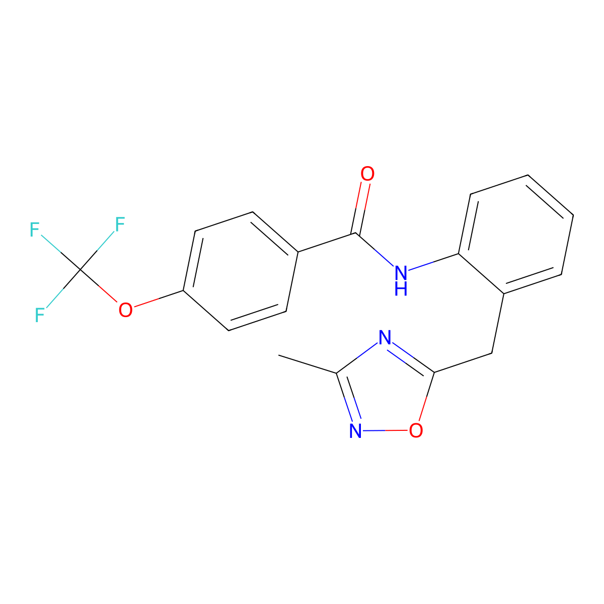 N-(2-((3-methyl-1,2,4-oxadiazol-5-yl)methyl)phenyl)-4-(trifluoromethoxy)benzamide molecular structure, CAS 1448027-07-3