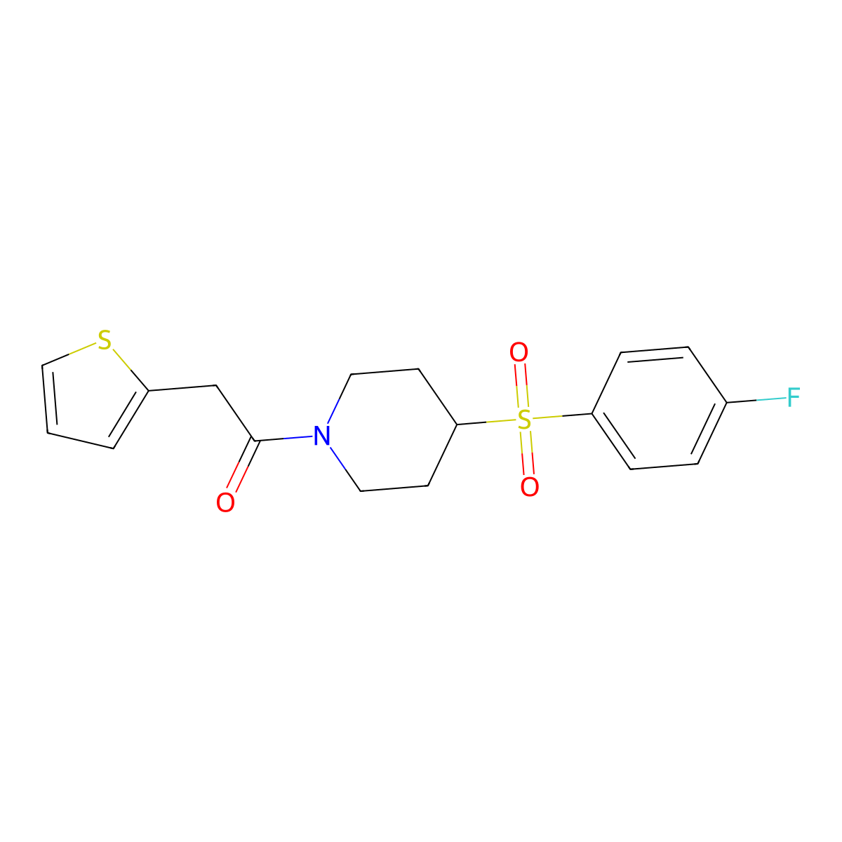 1-(4-((4-Fluorophenyl)sulfonyl)piperidin-1-yl)-2-(thiophen-2-yl)ethanone molecular structure, CAS 1448027-10-8