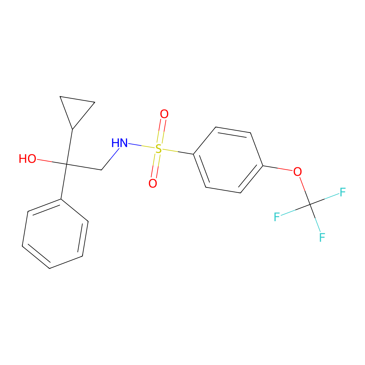 N-(2-cyclopropyl-2-hydroxy-2-phenylethyl)-4-(trifluoromethoxy)benzenesulfonamide molecular structure, CAS 1448027-11-9