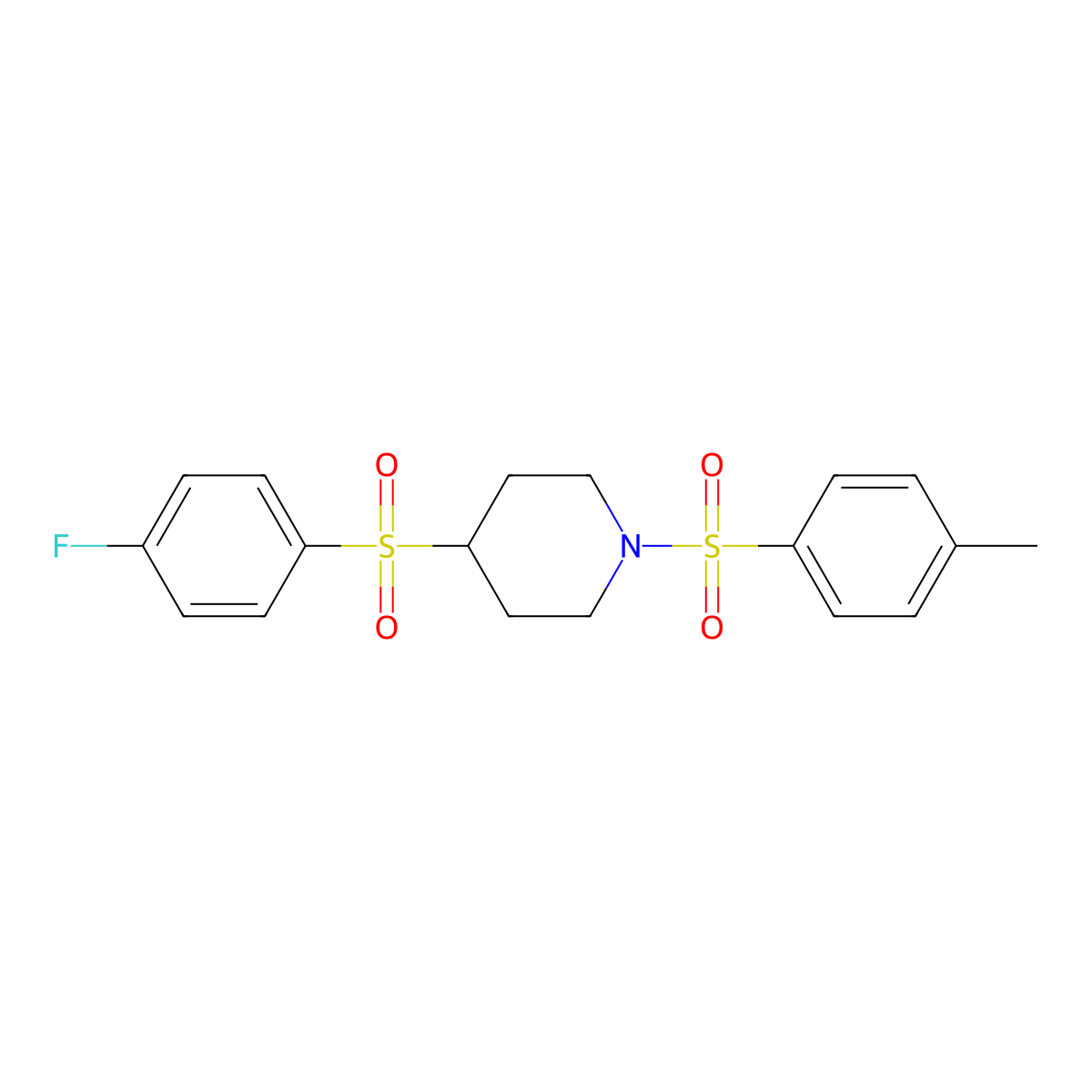 4-((4-Fluorophenyl)sulfonyl)-1-tosylpiperidine molecular structure, CAS 1448027-20-0
