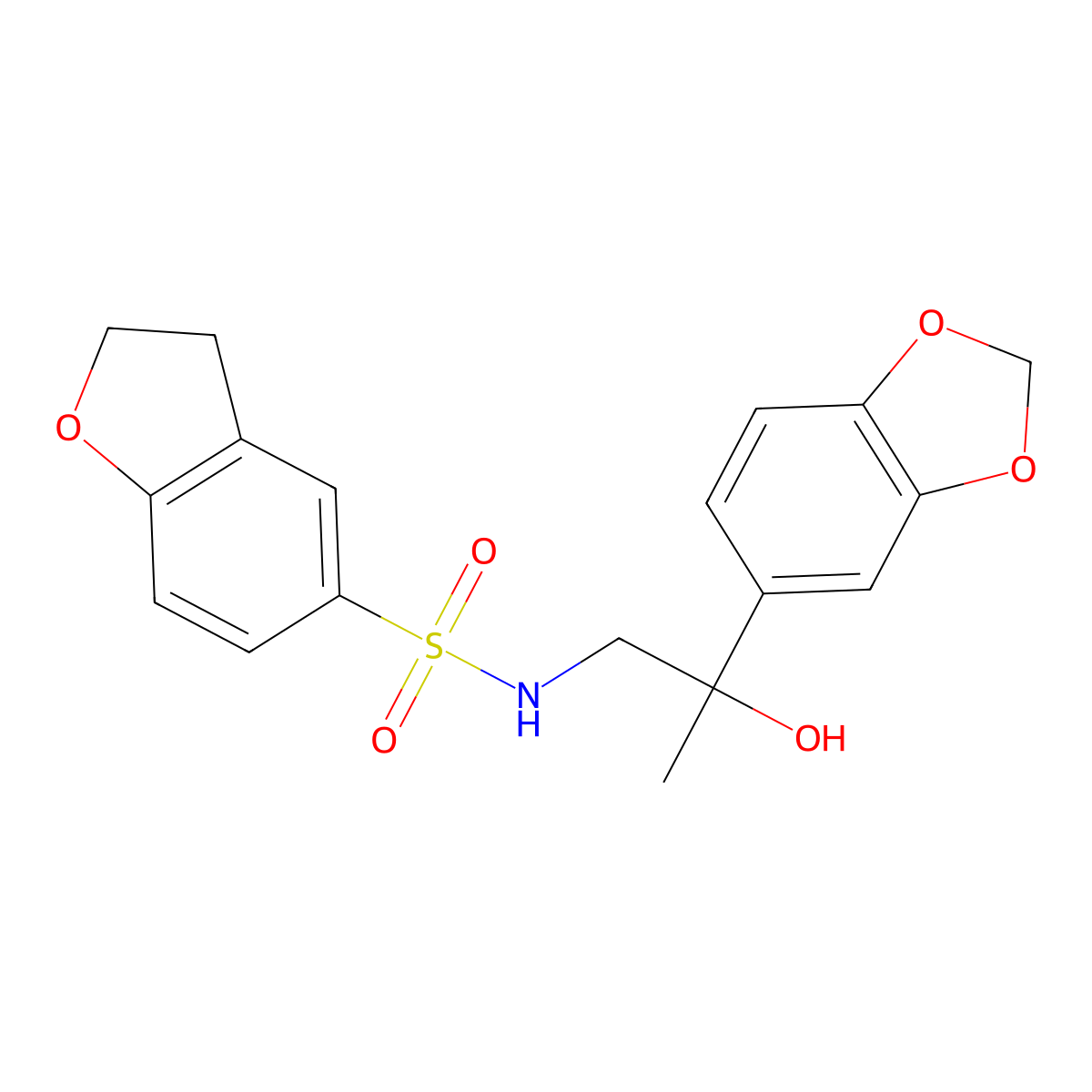 N-(2-(benzo[d][1,3]dioxol-5-yl)-2-hydroxypropyl)-2,3-dihydrobenzofuran-5-sulfonamide molecular structure, CAS 1448027-21-1