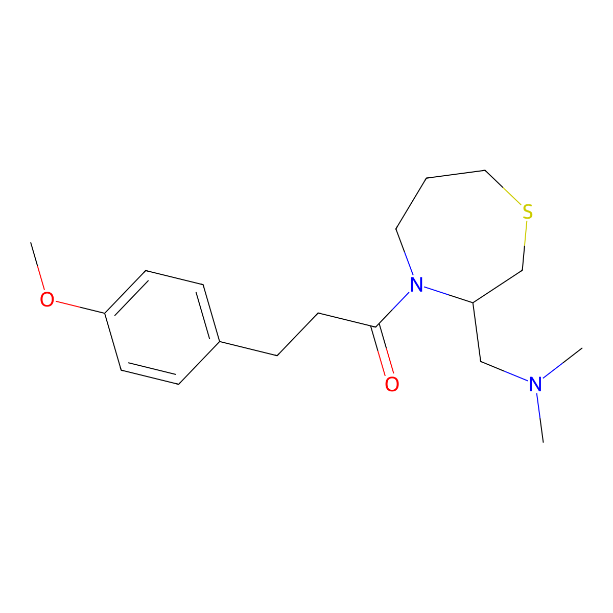 1-{3-[(Dimethylamino)methyl]-1,4-thiazepan-4-YL}-3-(4-methoxyphenyl)propan-1-one molecular structure, CAS 1448027-23-3