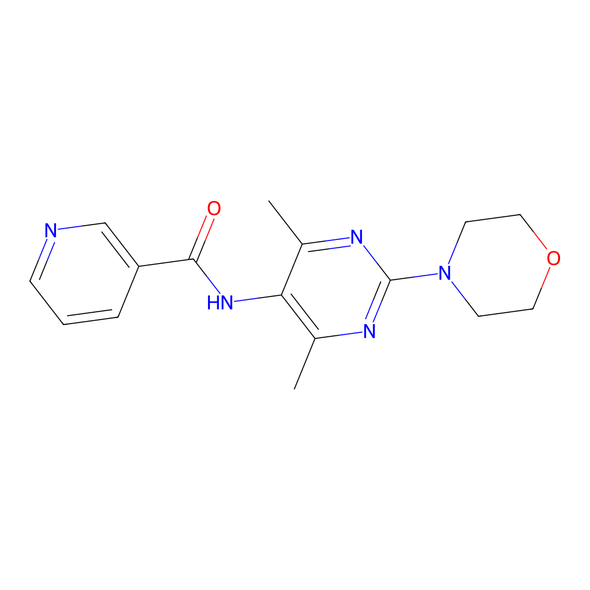 N-(4,6-dimethyl-2-morpholinopyrimidin-5-yl)nicotinamide molecular structure, CAS 1448027-24-4
