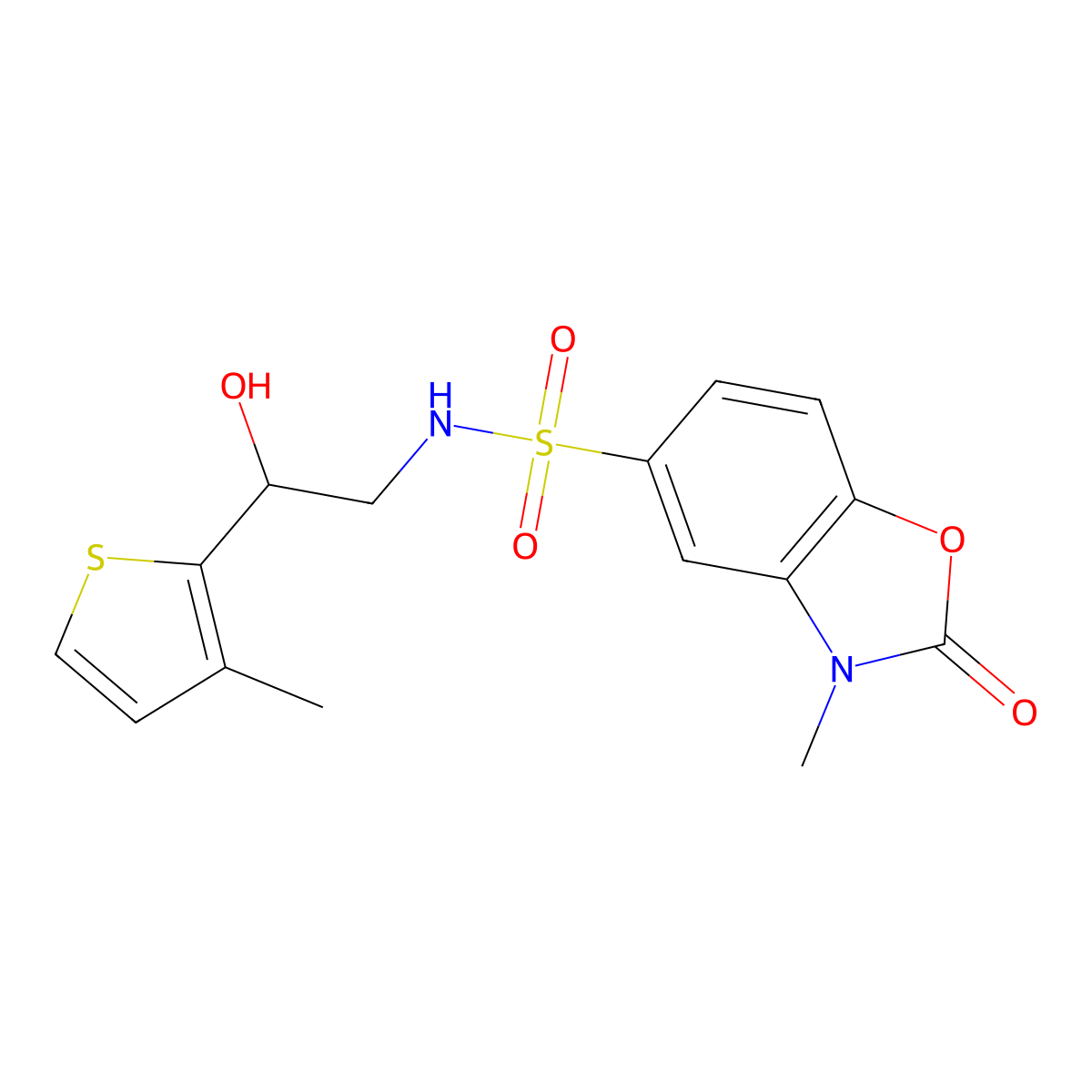 N-(2-hydroxy-2-(3-methylthiophen-2-yl)ethyl)-3-methyl-2-oxo-2,3-dihydrobenzo[d]oxazole-5-sulfonamide molecular structure, CAS 1448027-25-5