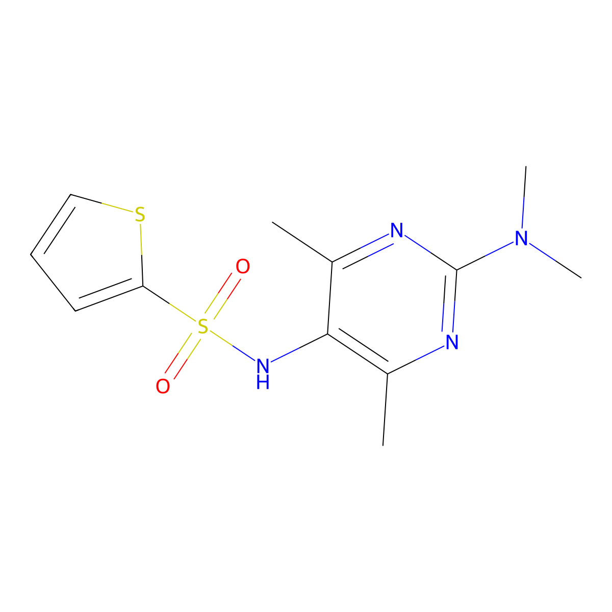 N-[2-(Dimethylamino)-4,6-dimethylpyrimidin-5-YL]thiophene-2-sulfonamide molecular structure, CAS 1448027-34-6
