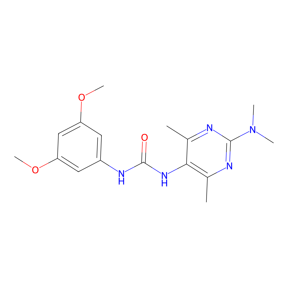 1-(3,5-Dimethoxyphenyl)-3-[2-(dimethylamino)-4,6-dimethylpyrimidin-5-YL]urea molecular structure, CAS 1448027-41-5