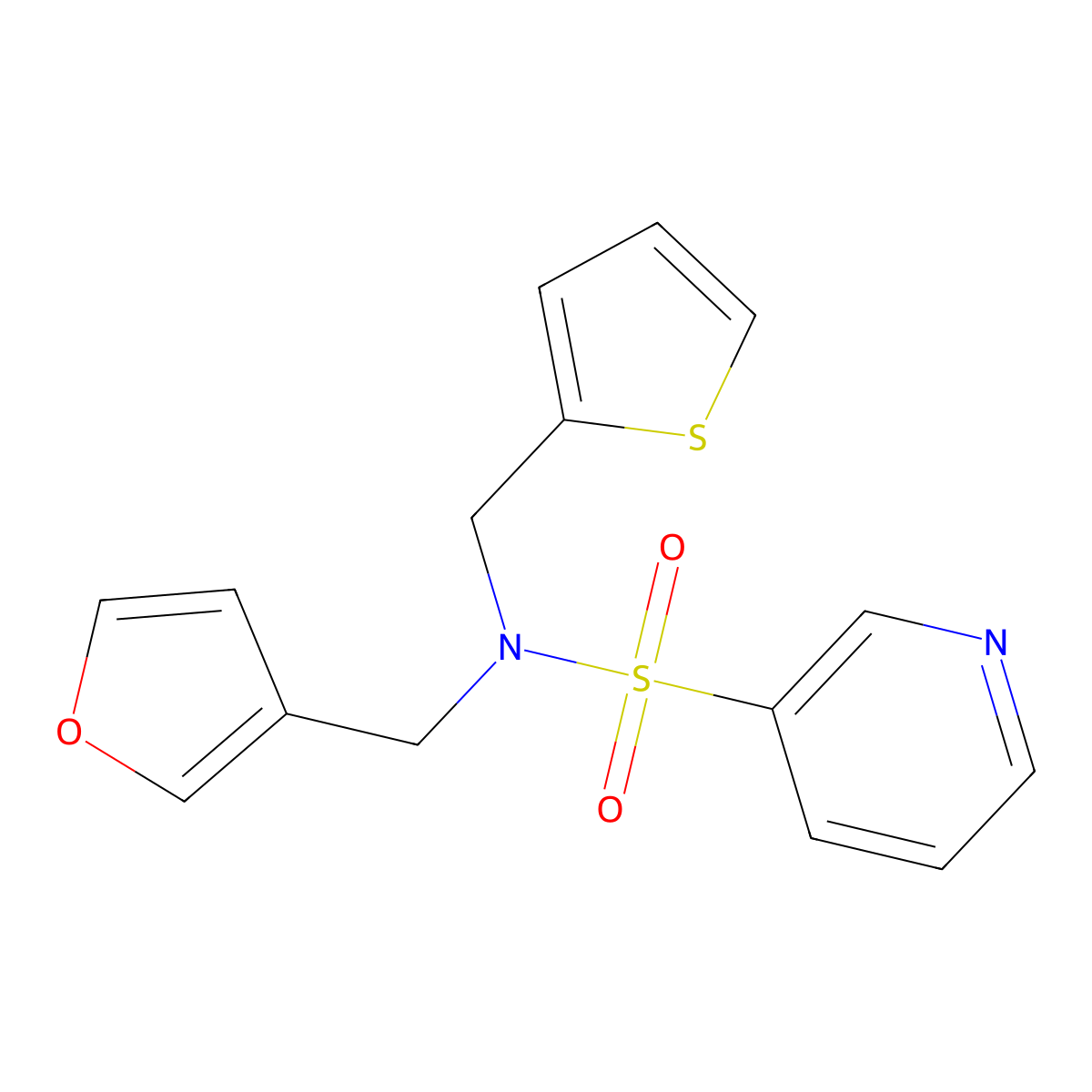 N-(furan-3-ylmethyl)-N-(thiophen-2-ylmethyl)pyridine-3-sulfonamide molecular structure, CAS 1448027-42-6